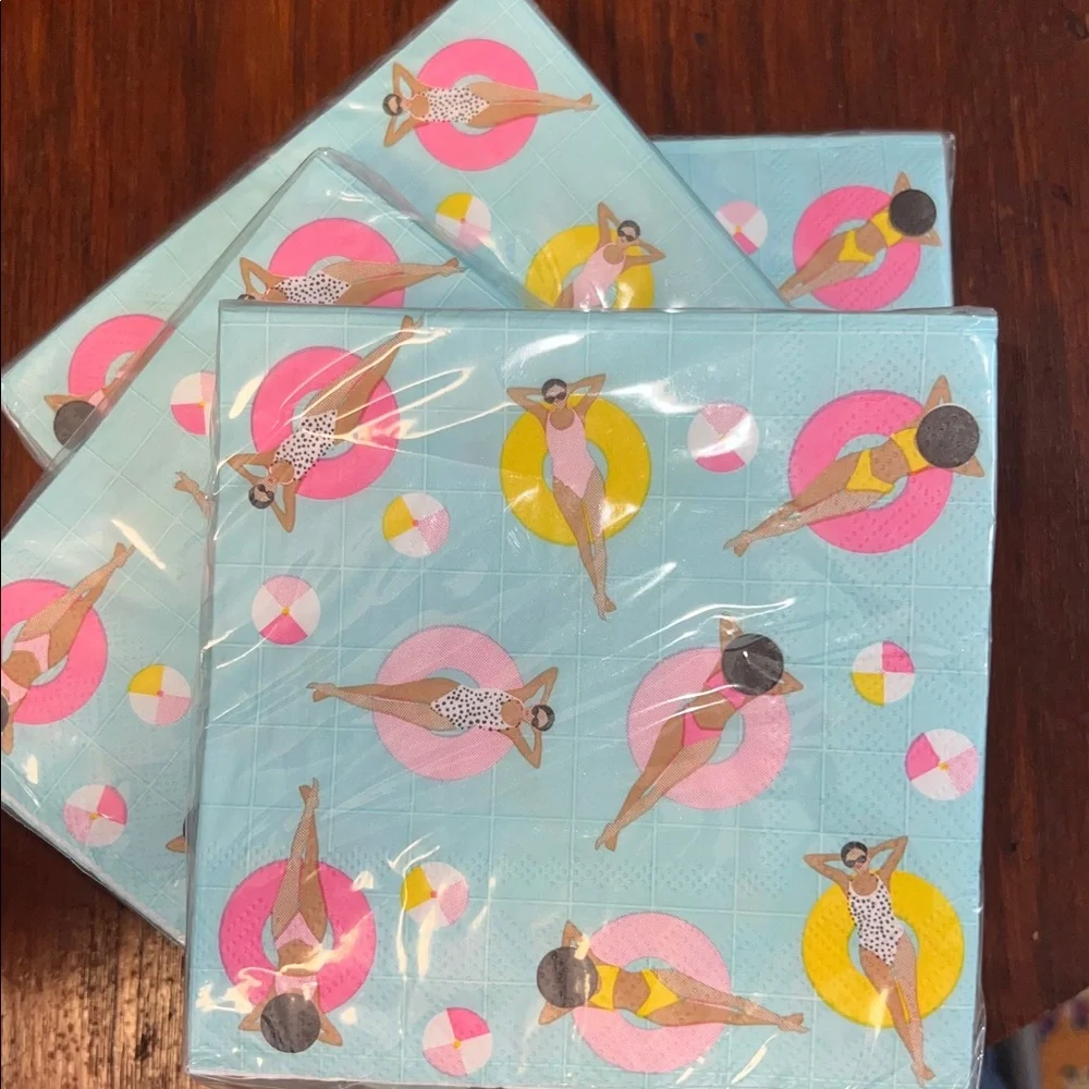 Slant Beverage Napkins - Pool Girls - 4 packs of 20 each = 80 total - NWT